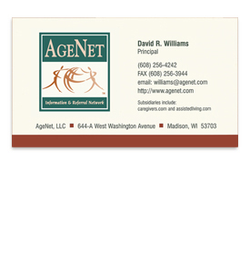 AgeNet, Inc business card.