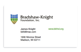 Bradshaw-Knight Foundation business card.