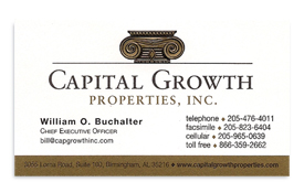 Capital Growth Properties business card.