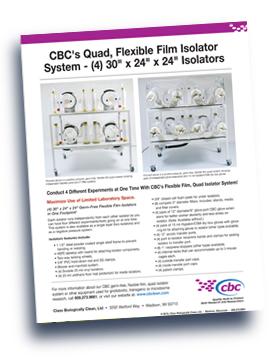 Class Biologically Clean, Ltd. (CBC) Quad, Germ-Free Isolator flyer.