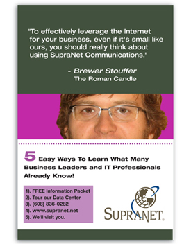 Supranet Communications Business  direct mailer - Brewer Stouffer, The Roman Candle.