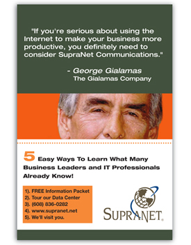 Supranet Communications  direct mailer - George Gialamas, The Gialamas Company.