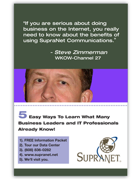 Supranet Communications  direct mailer - Steve Zimmerman, WKOW.