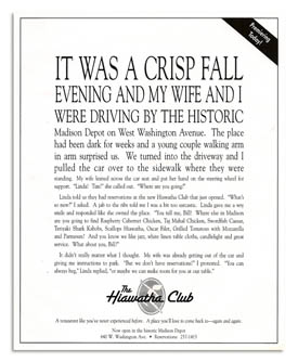 Hiawatha Club newspaper ad.