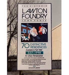Lawton Foundry construction sign.