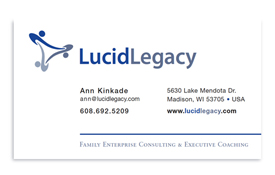 Lucid Legacy business card.