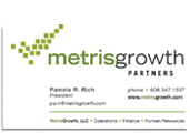 Metris Growth Partners business card.