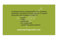 Metris Growth Partners business card back.