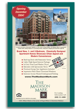 Apartment Showcase ad for the Madison Mark apartments in Madison Wisconsin.