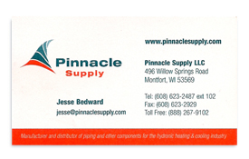 Pinnacle Supply business card.