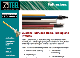The original Teel Plastics Pultrusions website which is now inactive.
