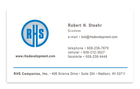 RHS Companies, Inc. business card.