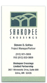 Shakopee Crossings business card.