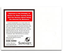 Supranet Communications postcard back.