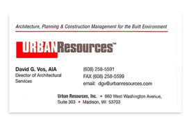 Urban Resources business card.