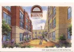 Washington Court Apartments direct mail postcard.