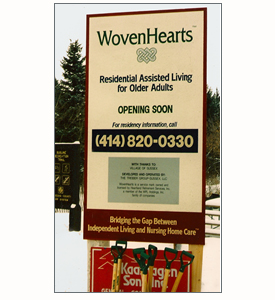 WovenHearts construction sign.