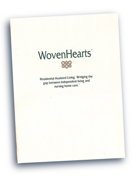 WovenHearts Assisted Living Presentation Pocket Folder.