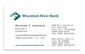 Wisconsin River Bank business card.