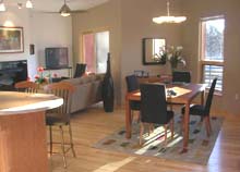 Kennedy Point Model, Unit 102 living room and dining room